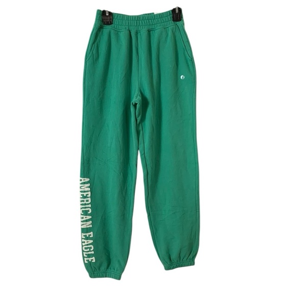 🆑AE Fleece Heritage Boyfriend Jogger Green Size Small - Picture 4 of 9